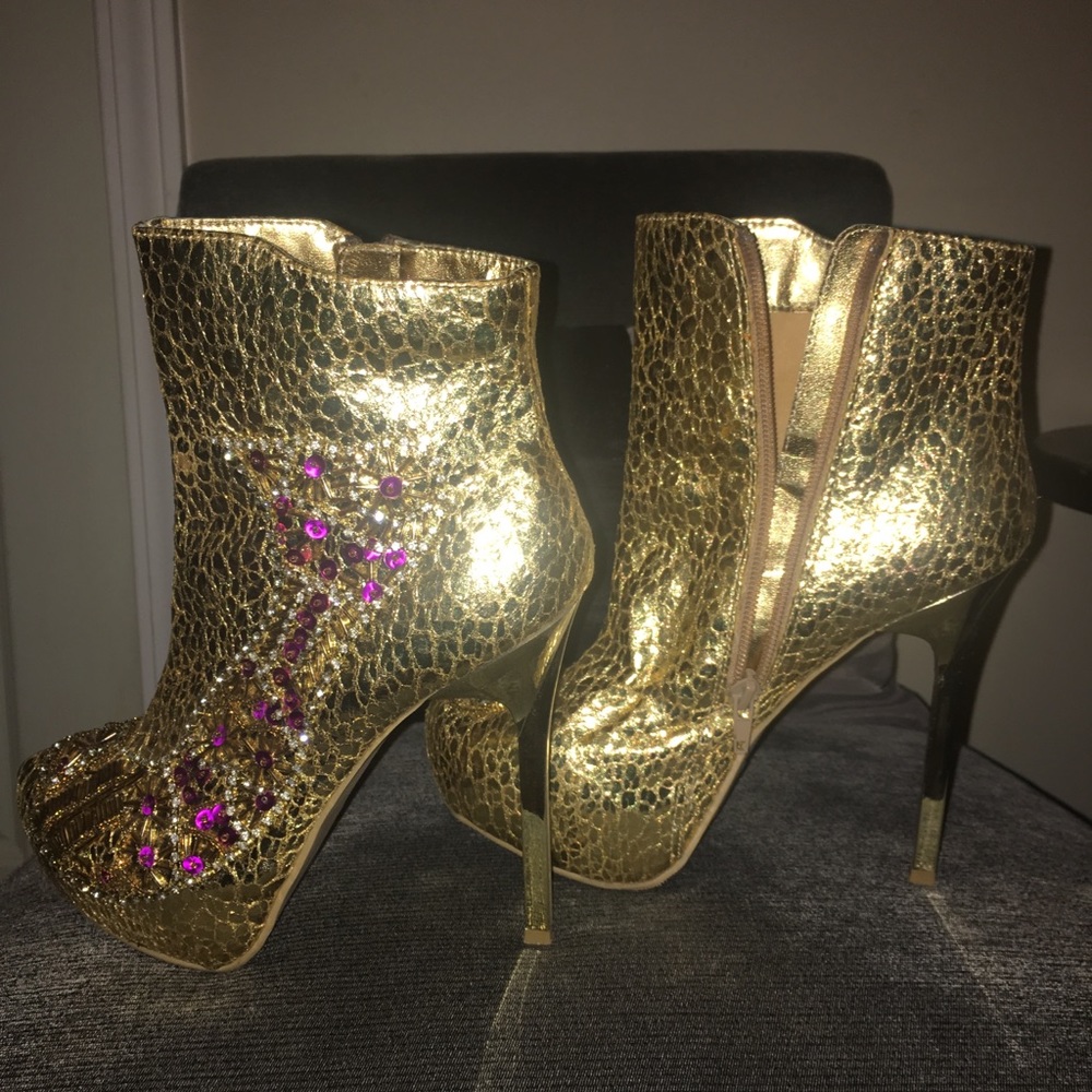 Gold heeled boots